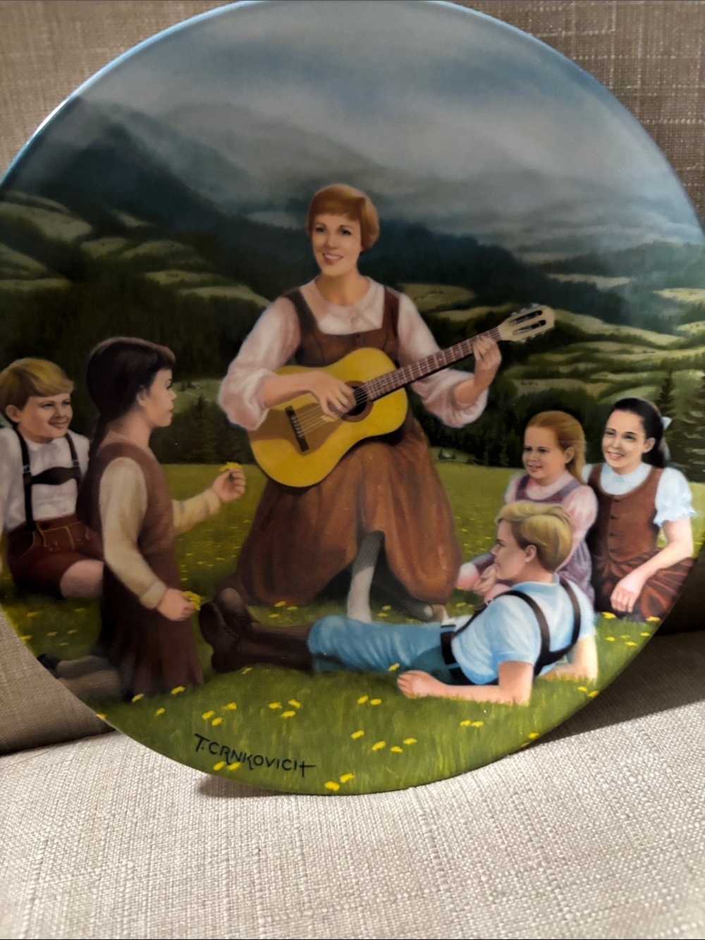Knowles Pastoral Scene Plate — Brown, Green, Blue, Yellow